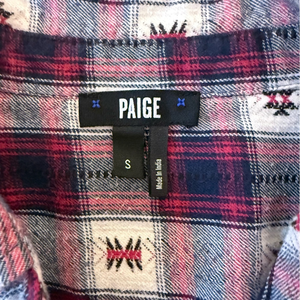 PAIGE Mable Shirt in Black Beaujolais Southwestern Plaid Flannel Size Small - Picture 8 of 13